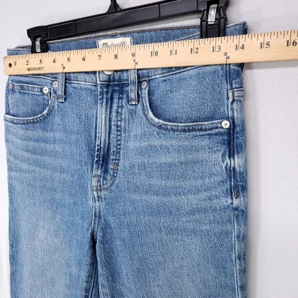 Madewell The Perfect Vintage Jean Straight Leg Crop Womens 25 Raw Hem Denim Boho - Picture 9 of 14